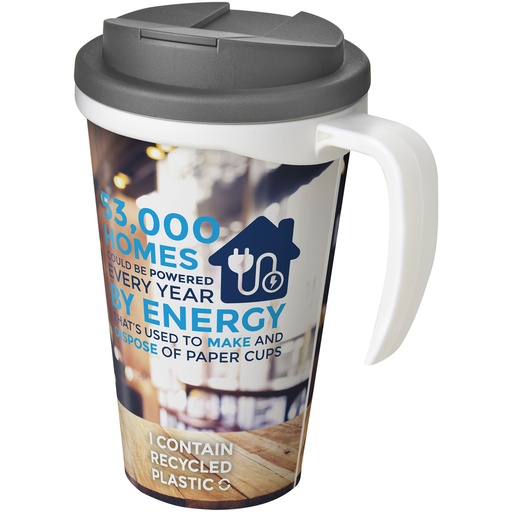Kubek Brite-Americano® 350 ml z wieczkiem zapobiegającym rozchlapaniu 210420 - Biało-szary