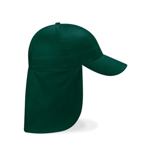 Czapka Dziecieca 6 Panelowa Bawelna Twill z Oslona Karku CB11b - Bottle Green