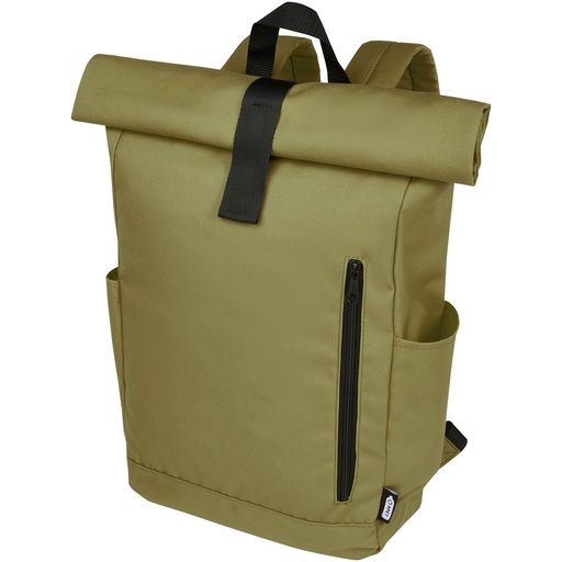 Byron plecak na laptopa 15,6 cala z tworzywa RPET z certyfikatem GRS z zawijanym zamknięciem, 18 l 120659 - Oliwkowy