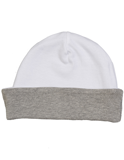 Niemowlęca dwustronna czapka typu slouch  - White & Heather Grey Melange