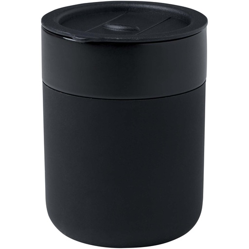 Java kubek ceramiczny z silikonową osłoną i plastikową pokrywką 330 ml 100808 - Czarny