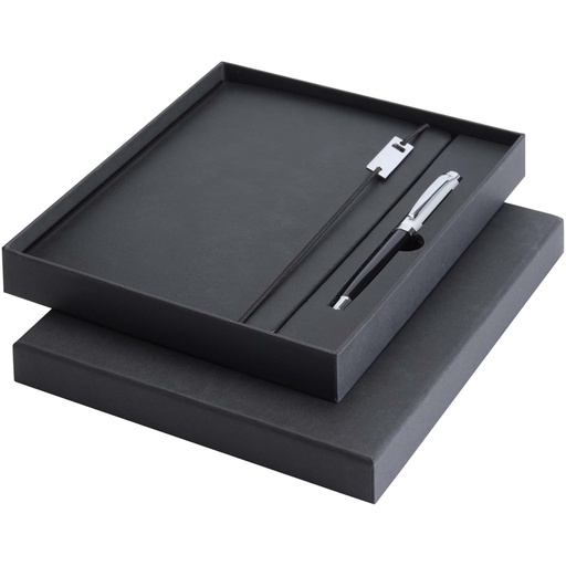 Legato Elegance zestaw notatnik A5 w twardej okładce z długopisem żelowym 106258 - Podstawowy czarno-biały