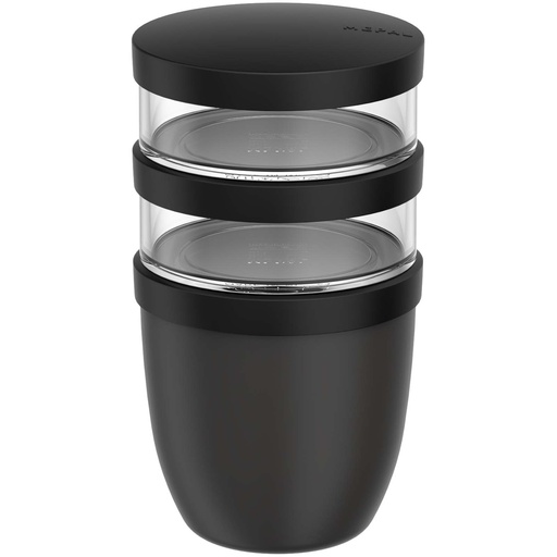 Mepal Ellipse 3-częściowy pojemnik na lunch o pojemności 500 ml + 2 x 200 ml 113143 - Czarny