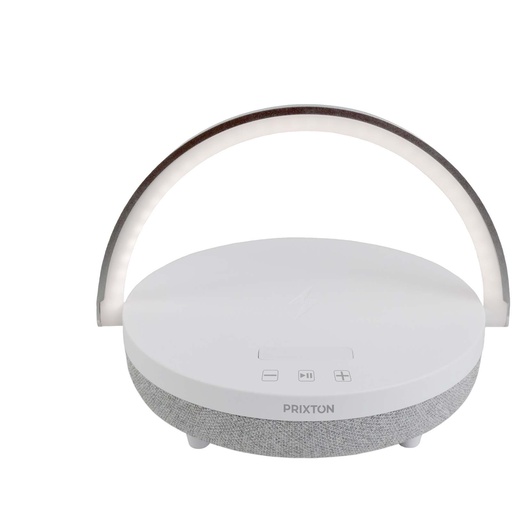 Prixton głośnik Bluetooth® 10 W 4 w 1 ze światłem LED i podstawą do ładowania bezprzewodowego 2PA160 - Biały