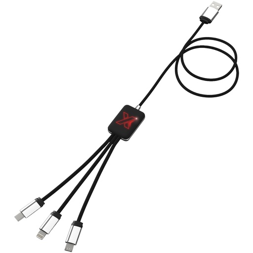 Kabel z podświetlonym logo 3w1 - SCX.design C17 2PX003 - Czerwono-czarny