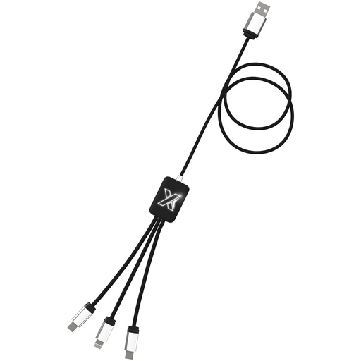 Kabel z podświetlonym logo 3w1 - SCX.design C17 2PX003 - Czarno-biały