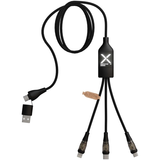 SCX.design C50 kabel szybkiego ładowania 5 w 1 o mocy 100 W/5 A z wyświetlaczem cyfrowym 2PX162 - Czarny