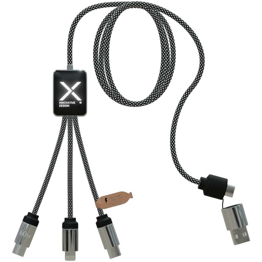 SCX.design C33 kabel do ładowania typu C o mocy 60 W z podwójnym podświetlanym logo 2PX213 - Melanż czarny