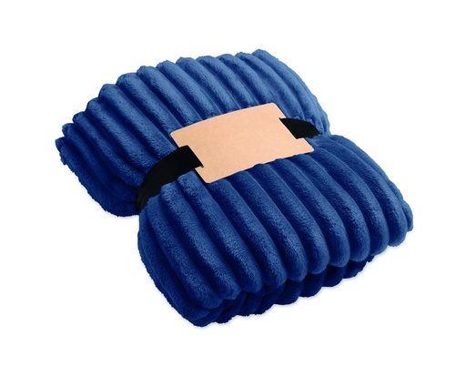 Polarowy koc w paski RPET MO3184-04 - niebieski