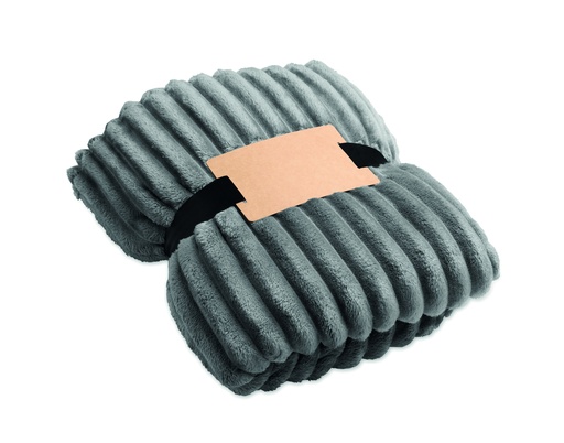Polarowy koc w paski RPET MO3184-15 - kamienny szary