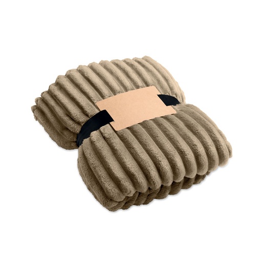 Polarowy koc w paski RPET MO3184-39 - khaki