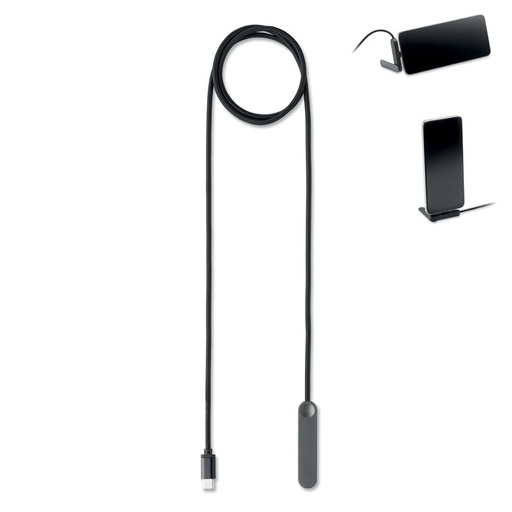 stojak na telefon z kablem USB-C o MO3192-03 - czarny
