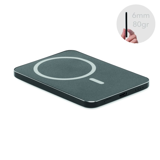 Smukły magnetyczny powerbank 20W MO3178-03 - czarny