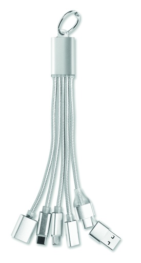 Brelok 3w1 kabel ładujący MO3150-14 - srebrny
