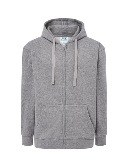 Bluza Meska z Kapturem i Zamkiem Szczotkowana Mieszanka JHK422 - Grey Melange