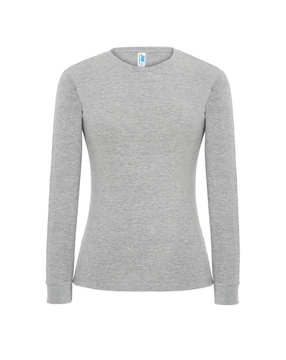 T-shirt Damski Slim Premium z Długim Rękawem Bawełniany TSRL PRM LS - Grey Melange