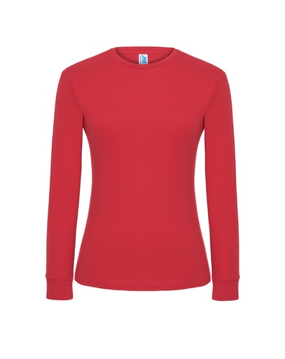 T-shirt Damski Slim Premium z Długim Rękawem Bawełniany TSRL PRM LS - Red