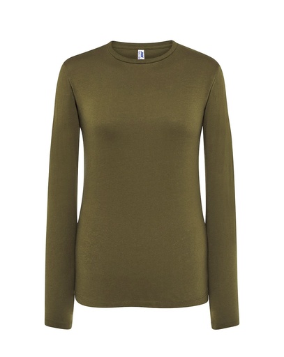 T-shirt Damski z Długim Rękawem Bawełniany TSRL CMF LS - Khaki