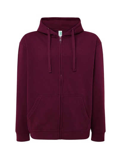 Bluza Meska z Kapturem i Zamkiem Szczotkowana Mieszanka JHK422 - Burgundy
