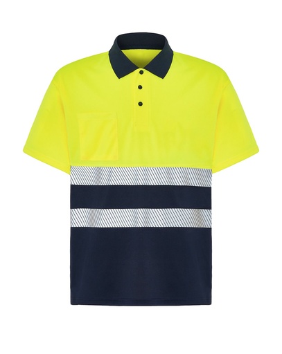 T-shirt Poliestrowy HV02U00 POLO SS - Navy / Gold Fluor