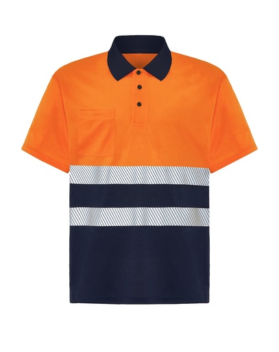T-shirt Poliestrowy HV02U00 POLO SS - Navy / Orange Fluor