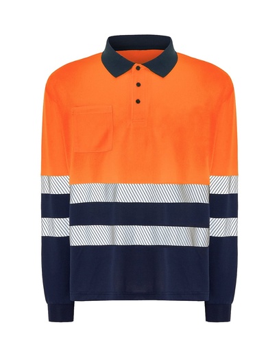 T-shirt z Długim Rękawem Poliestrowy HV02U00LS POLO LS - Navy / Orange Fluor