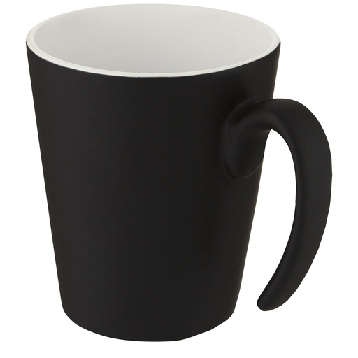 Kubek ceramiczny Oli o pojemności 360 ml z uchwytem 100687 - Biało-czarny