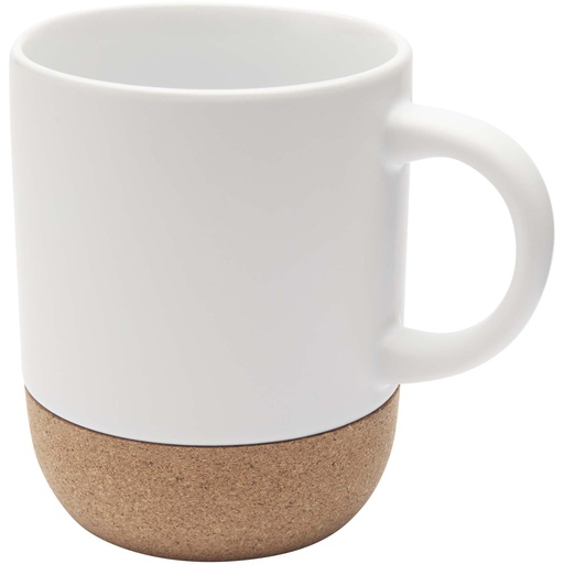 Billie kubek ceramiczny o pojemności 300 ml z detalami z korka i matowym wykończeniem 100847 - Biały