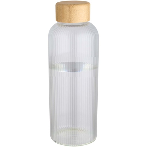Mirage butelka ze szkła borokrzemowego o pojemności 650 ml z pojedynczą ścianką i zakrętką bambusową 100930 - Przezroczysty