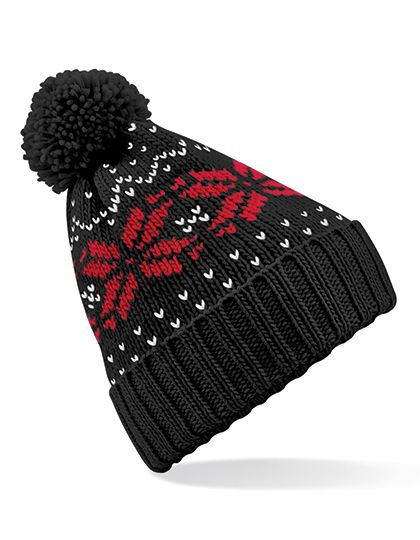 Czapka beanie Snowstar® Fair Isle  - Black & Classic Red