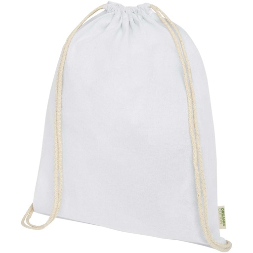 Odisha organiczny worek sznurowany z certyfikatem OCS o gramaturze 140 g/m², 5 l 120781 - Biały