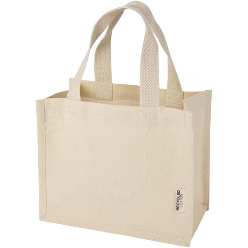 Odessa mini torba na zakupy z dnem wykonana bawełny z recyklingu z certyfikatem GRS o gramaturze 220 g/m² i pojemności 9 l 120787 - Naturalny