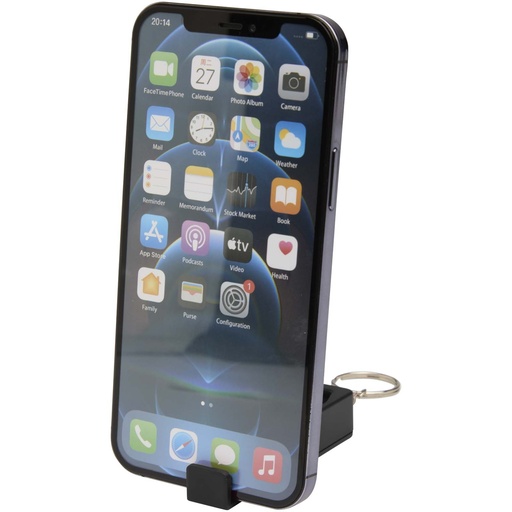 Aggia podstawka pod telefon z recyklingowanego tworzywa sztucznego z sensoryczną zabawką antystresową 124460 - Czarny