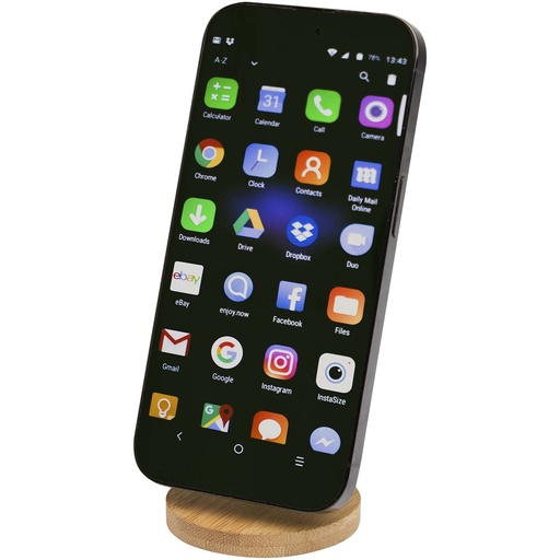 Alcor składana podstawka na telefon z mocowaniem magnetycznym, wykonana z tworzyw sztucznych pochodzących z recyklingu z elem 124463 - Czarny