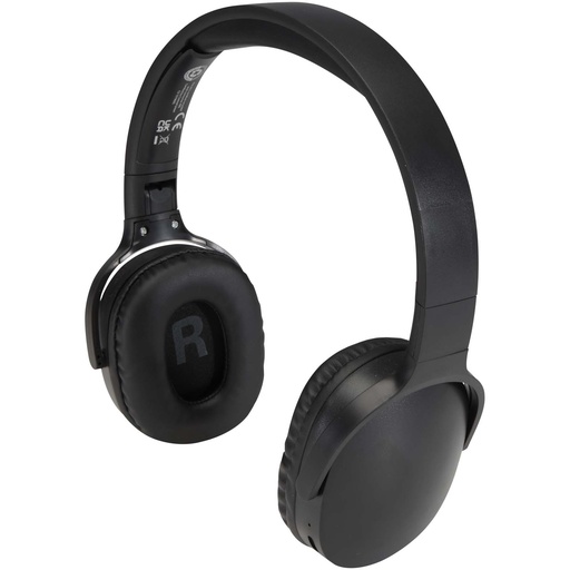 Ancha bezprzewodowy zestaw słuchawkowy Bluetooth® wokółuszny z tworzyw sztucznych pochodzących z recyklingu 124483 - Czarny