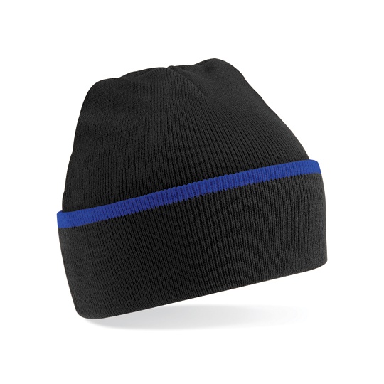 Czapka zimowa akrylowa dwuwarstwowa - Black & Bright Royal