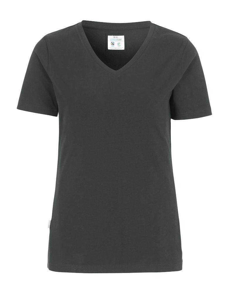STRETCH V-NECK WOMAN – CHARCOAL