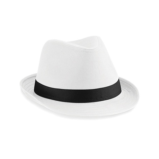 Kapelusz Unisex Fedora Poliester Bawelna CB630 - White & Black