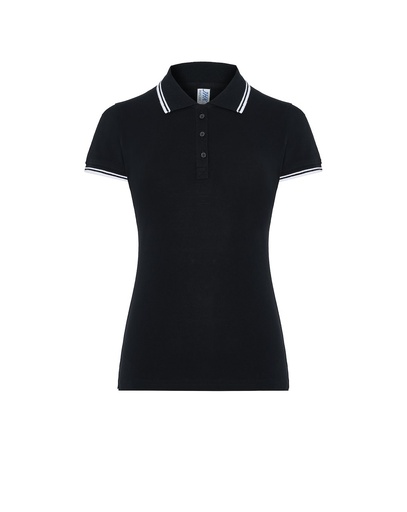Koszulka Polo Damska Slim Bawelniana Pique JHK511 - Black/White
