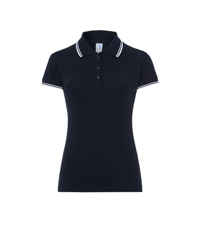 Koszulka Polo Damska Slim Bawelniana Pique JHK511 - Navy/White