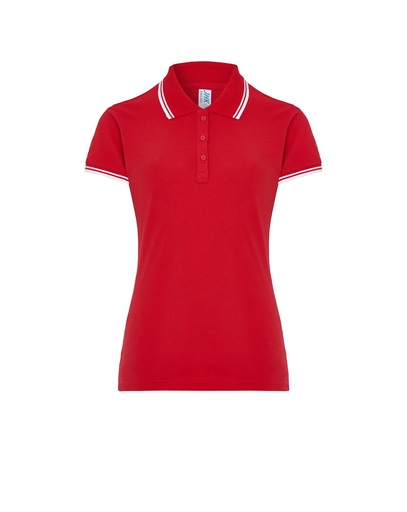 Koszulka Polo Damska Slim Bawelniana Pique JHK511 - Red/White
