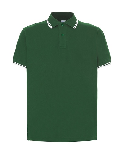 Koszulka Polo Klasyczna Bawelniana Pika JHK510 - Bottle Green/White