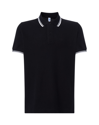 Koszulka Polo Klasyczna Bawelniana Pika JHK510 - Black/White