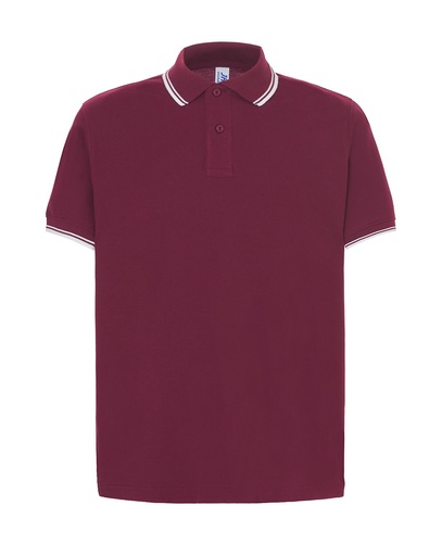 Koszulka Polo Klasyczna Bawelniana Pika JHK510 - Burgundy/White