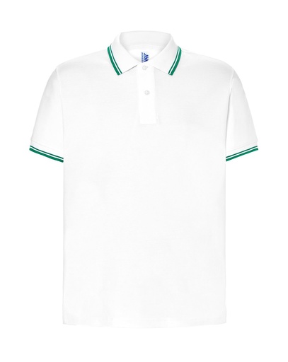Koszulka Polo Klasyczna Bawelniana Pika JHK510 - White/Kelly Green