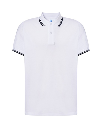 Koszulka Polo Klasyczna Bawelniana Pika JHK510 - White / Navy