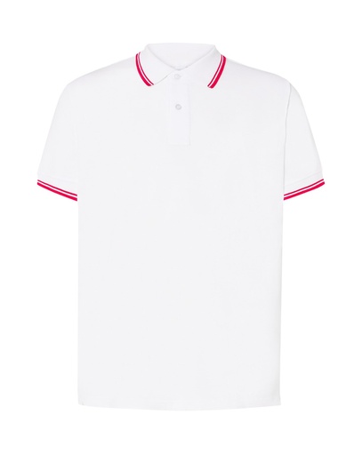 Koszulka Polo Klasyczna Bawelniana Pika JHK510 - White/Red