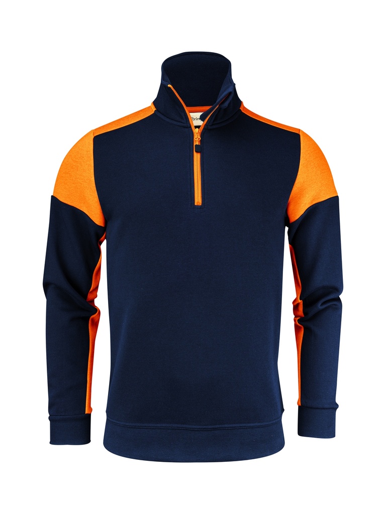 PRIME HALFZIP SWEATER – NAVY/NEON ORANGE
