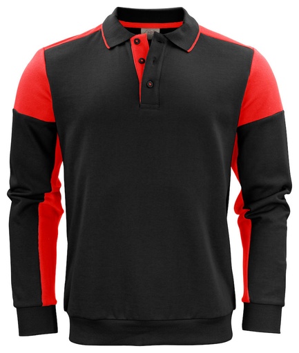 PRIME POLOSWEATER – BLACK/RED