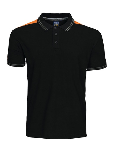 2018 POLO Z ODBLASKAMI NA RAMIONACH – BLACK/ORANGE